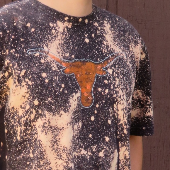 UT Austin Texas Longhorns Custom Bleach Tee sz L - Picture 2 of 4
